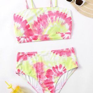 Plus Tie Dye High Waist Bikini Swimsuit